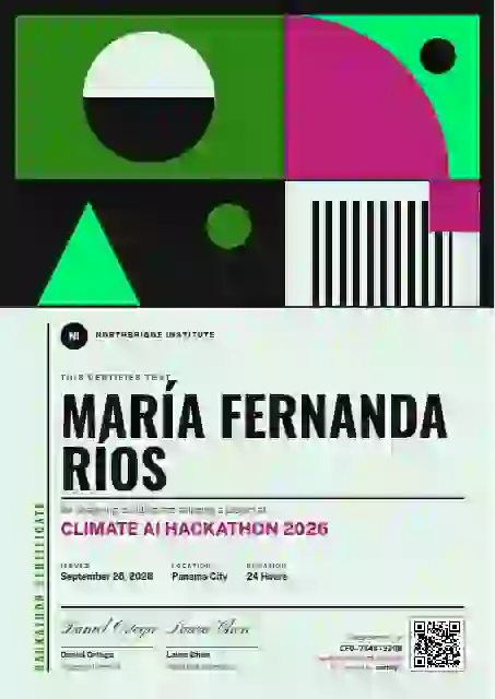 Plantilla de certificado Bauhaus Poster Soft Fern de hackatón
