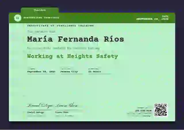 Catalogue Card Fern compliance and safety certificate template
