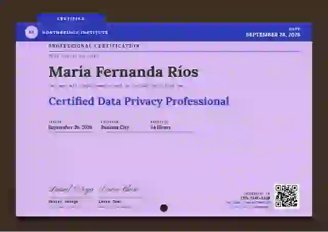 Catalogue Card Ultramarine professional certification certificate template