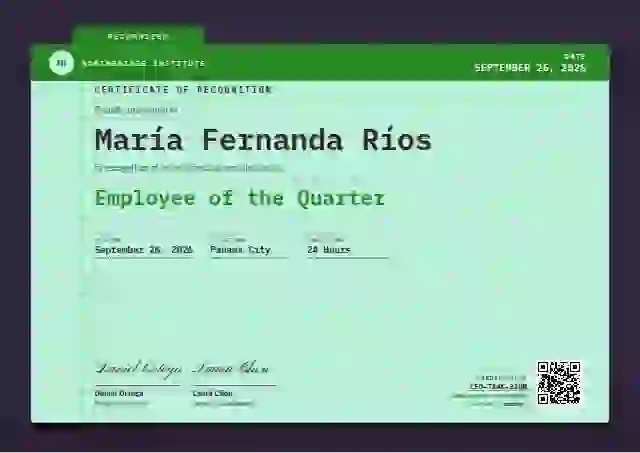 Catalogue Card Meadow employee recognition certificate template