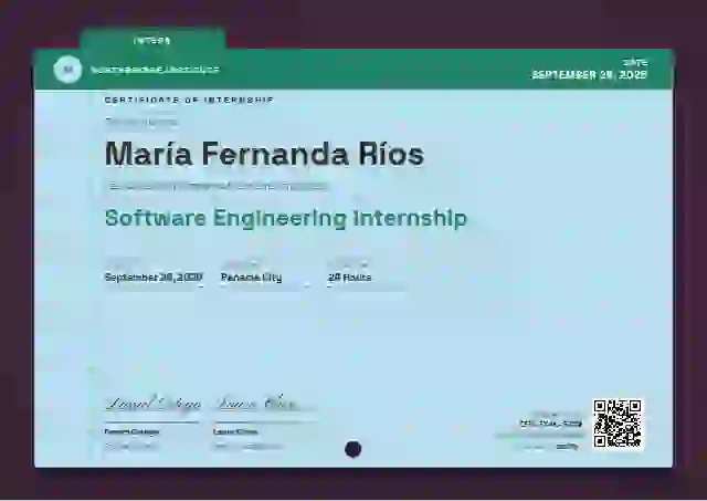 Catalogue Card Seafoam internship certificate template