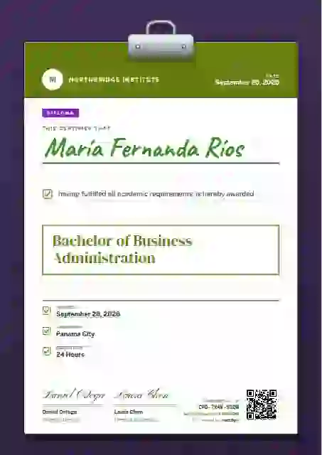 Clipboard Chart Lime academic diploma certificate template