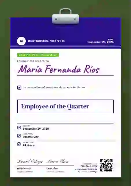 Clipboard Chart Violet employee recognition certificate template