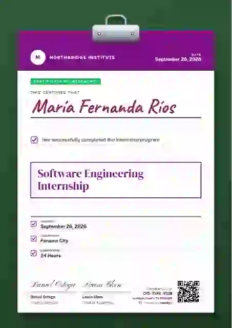 Clipboard Chart Fuchsia internship certificate template