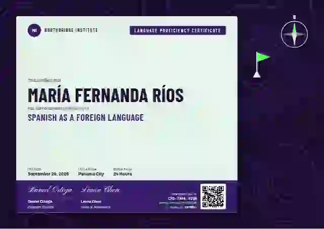 Contour Map Violet language proficiency certificate template