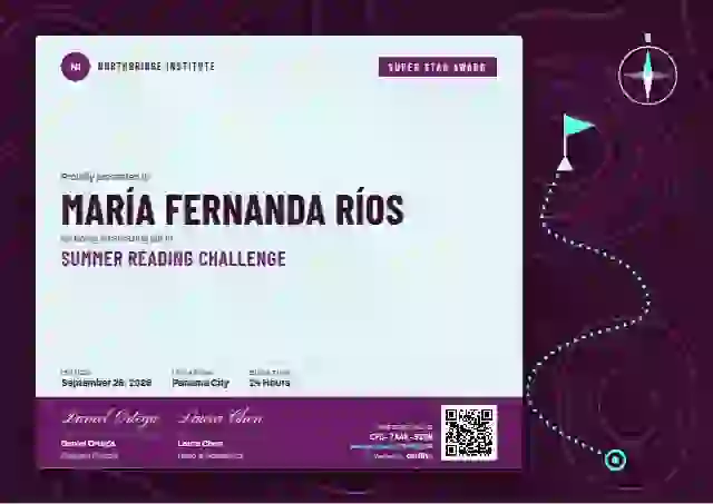 Contour Map Fuchsia school and kids certificate template