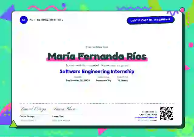 Memphis Pop Ultramarine internship certificate template