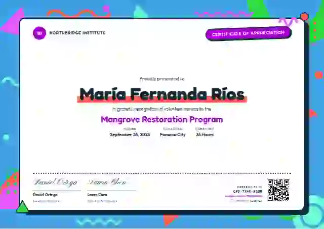 Memphis Pop Orchid volunteer appreciation certificate template