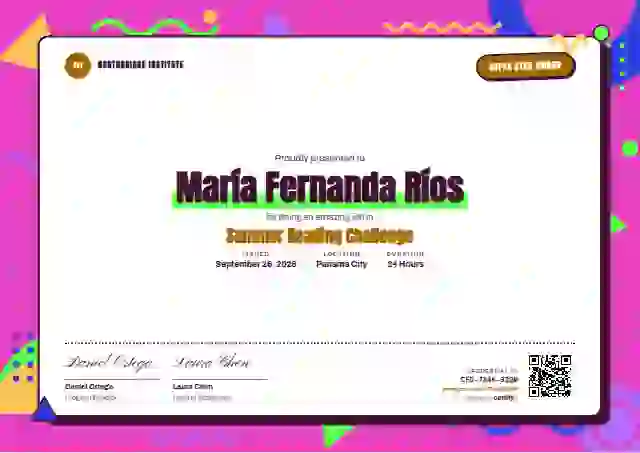 Memphis Pop Amber school and kids certificate template