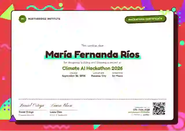 Memphis Pop Soft Lime hackathon certificate template
