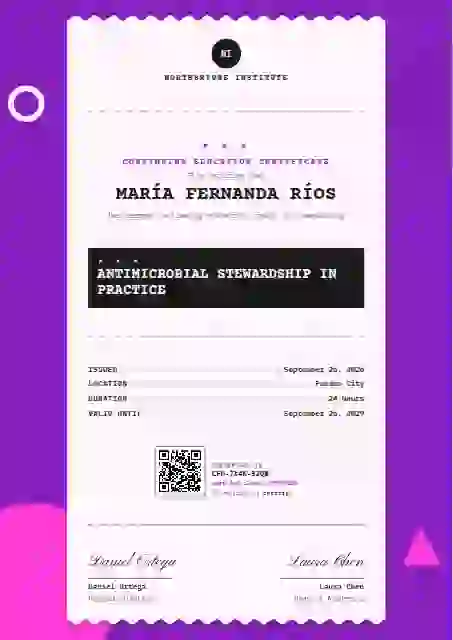 Receipt Roll Orchid continuing education certificate template