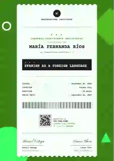 Receipt Roll Fern language proficiency certificate template