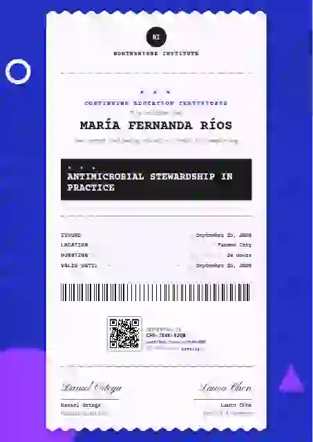 Receipt Roll Ultramarine continuing education certificate template
