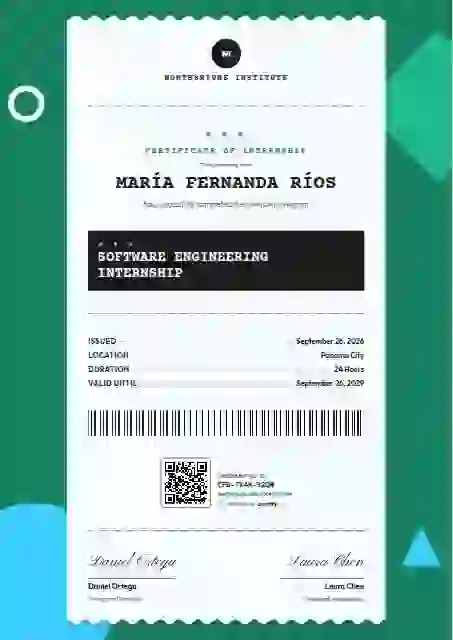 Receipt Roll Seafoam internship certificate template
