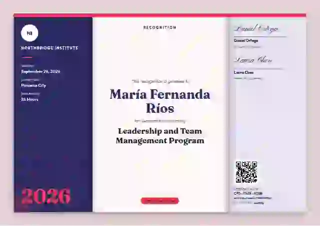 Tri-fold Programme Ultramarine latin america certificate template