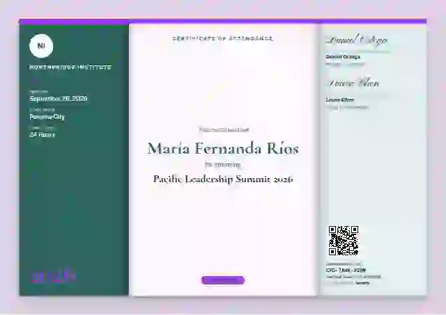 Tri-fold Programme Seafoam event attendance certificate template