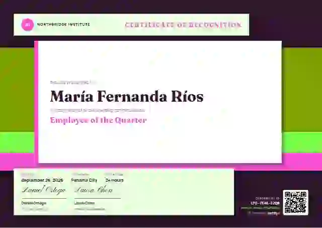 Stacked Bars Lime Hard Shadow employee recognition certificate template