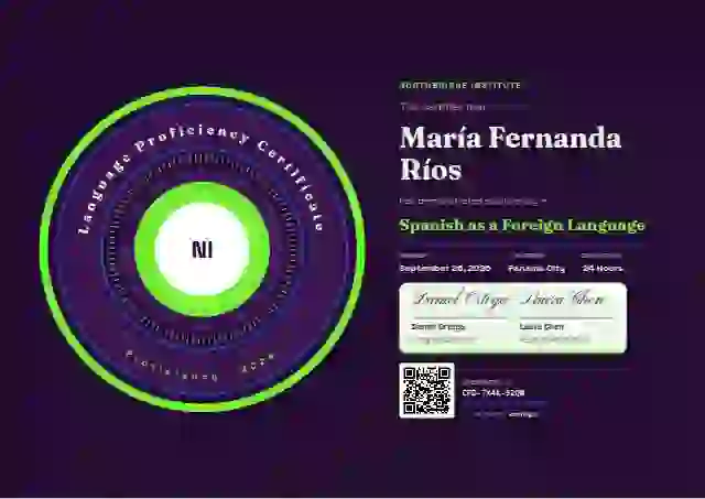 Ring Seal Fern Thin Band language proficiency certificate template