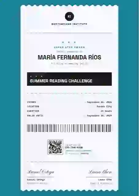 Receipt Roll Cerulean Plain Ground school and kids certificate template