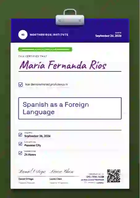Clipboard Chart Violet Plain Board language proficiency certificate template