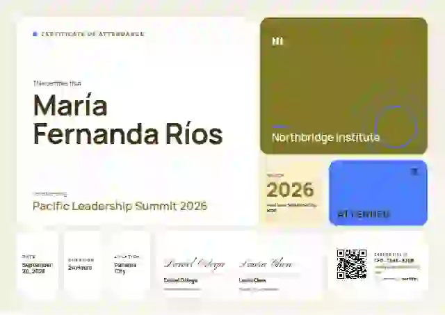 Plantilla de certificado Bento Grid Marigold de asistencia a eventos