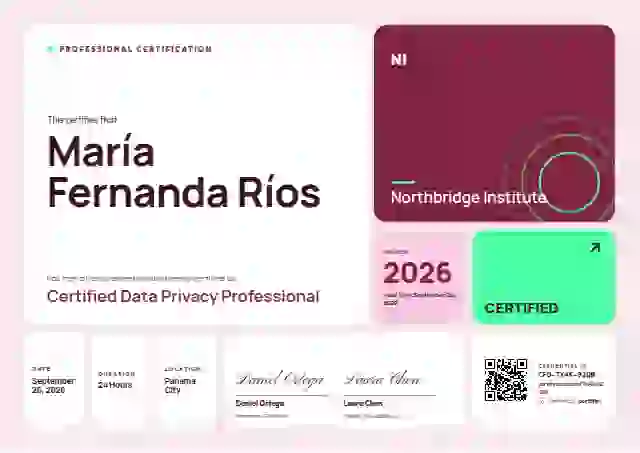 Bento Grid Ruby professional certification certificate template