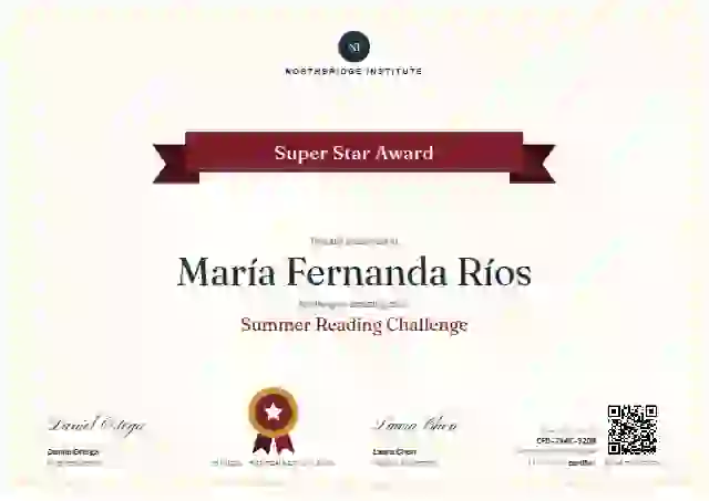 Plantilla de certificado Ribbon Banner Crimson de escuela y niños