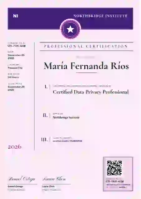 Decree Folio Violet professional certification certificate template