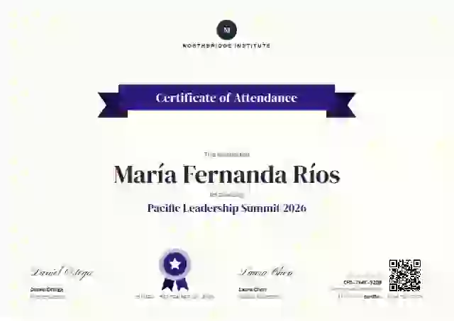 Plantilla de certificado Ribbon Banner Indigo de asistencia a eventos