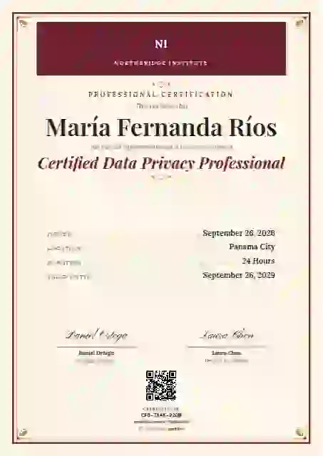 Menu Card Ruby professional certification certificate template