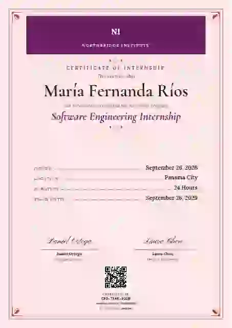 Menu Card Fuchsia internship certificate template