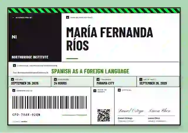 Pallet Label Fern language proficiency certificate template