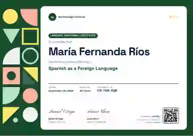 Plantilla de certificado Geometric Forest de dominio de idiomas