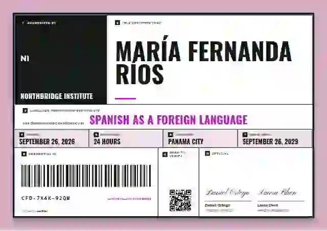 Pallet Label Fuchsia language proficiency certificate template