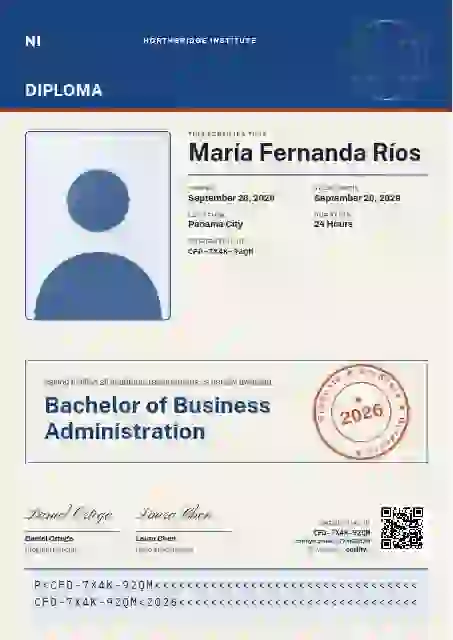 Passport Page Azure academic diploma certificate template