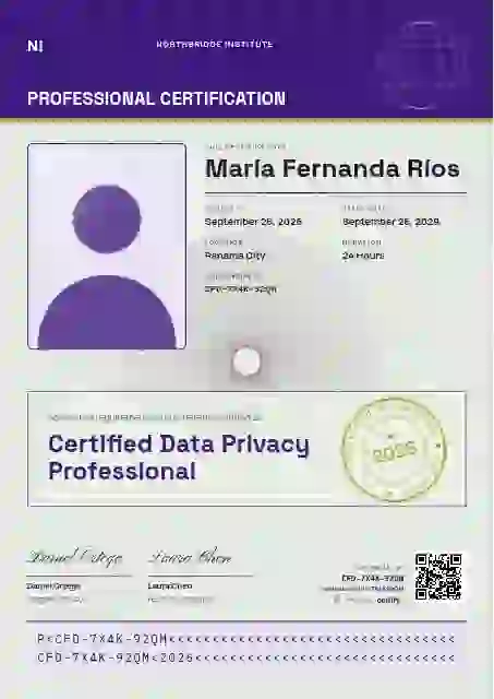 Passport Page Violet professional certification certificate template