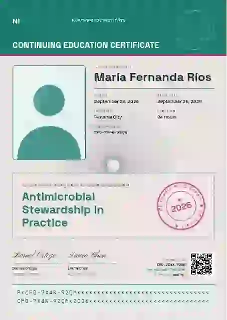Passport Page Seafoam continuing education certificate template