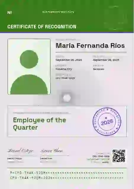 Passport Page Fern employee recognition certificate template
