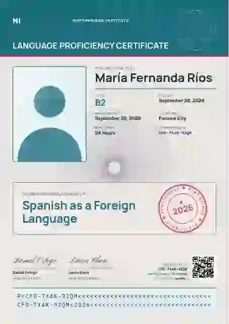 Passport Page Cerulean language proficiency certificate template