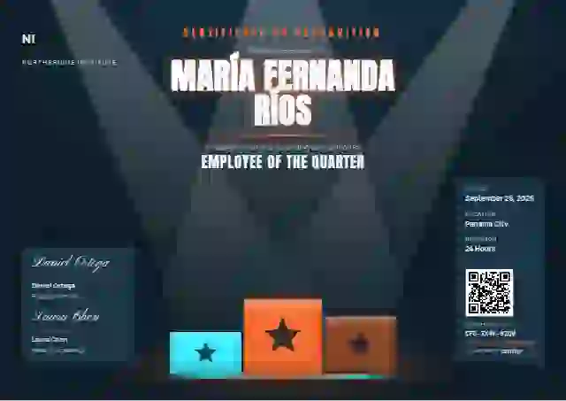 Podium Stage Vermilion employee recognition certificate template
