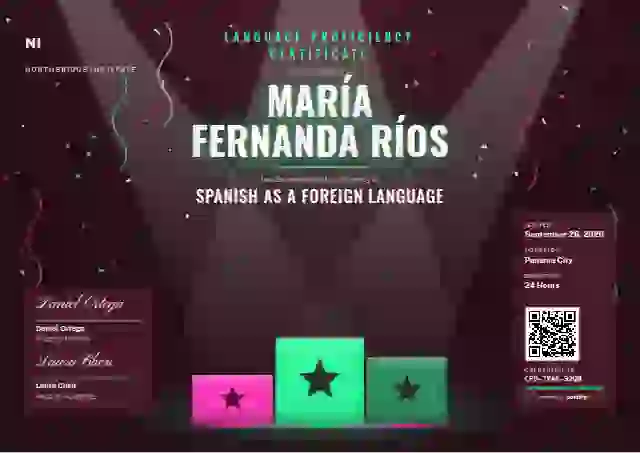 Podium Stage Jade language proficiency certificate template