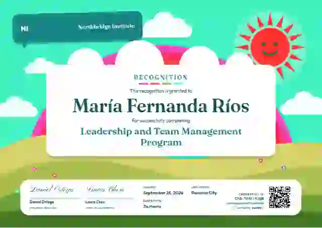 Rainbow Hills Lagoon latin america certificate template