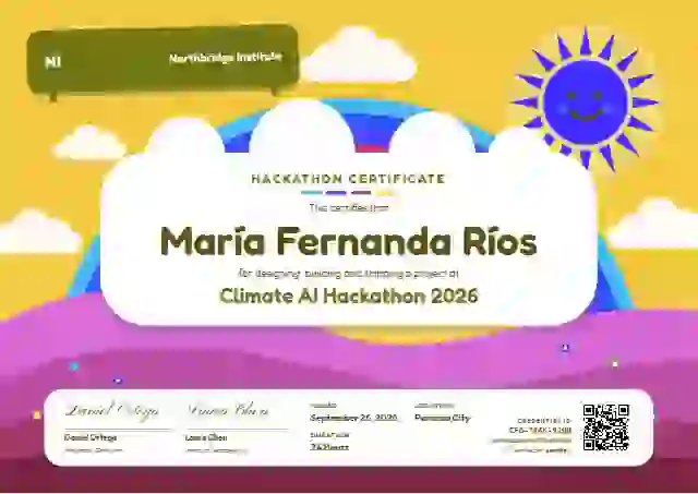 Rainbow Hills Lime hackathon certificate template