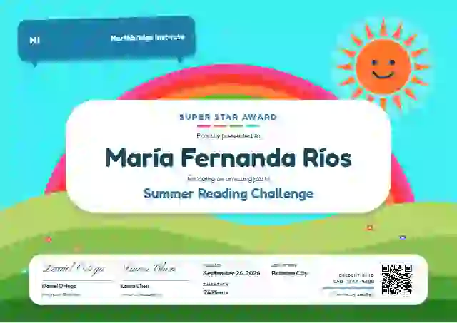 Rainbow Hills Cerulean school and kids certificate template