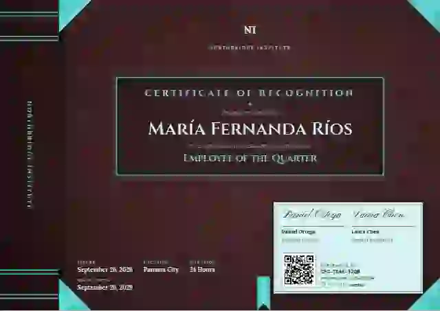Bound Volume Lagoon Wide Spine employee recognition certificate template