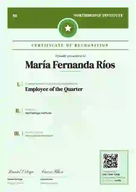 Decree Folio Lime No Margin Column employee recognition certificate template