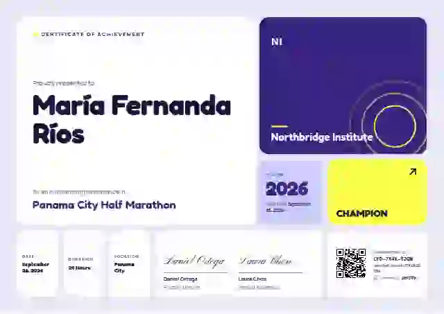 Bento Grid Violet No Dot Pattern sports certificate template
