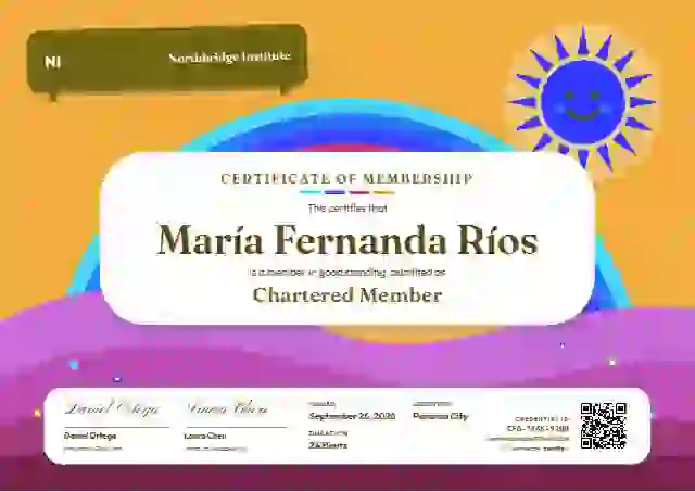 Rainbow Hills Soft Marigold No Clouds membership certificate template