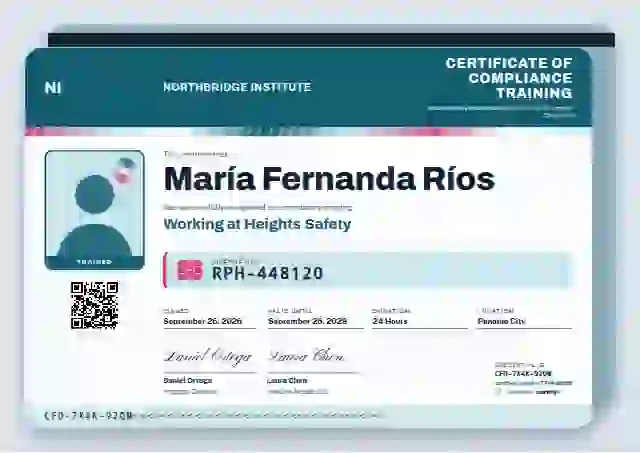 Licence Card compliance and safety certificate template