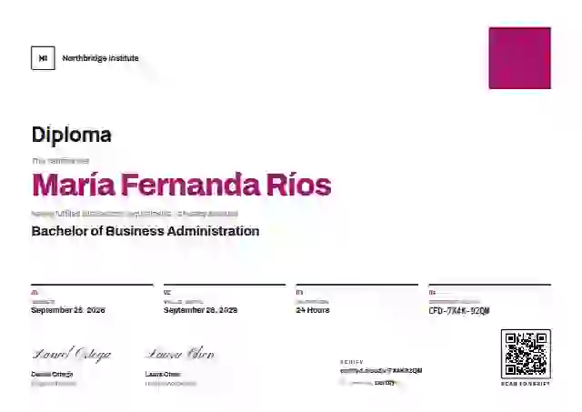 Plantilla de certificado Swiss Grid Magenta de diploma académico